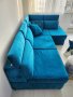 Кадифен диван в цвят петрол, снимка 1