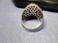 Старинен ОСМАНСКИ СРЕБЪРЕН ПРЪСТЕН СРЕБРО ВИСОКА ПРОБА с ШЛИФОВАН КАРНЕОЛ и МЕДЕН ОБКОВ 29148, снимка 4