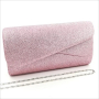 Официална Дамска Чанта Плик В Розово Със Ситен Брокат, снимка 1