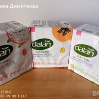 Овлажняващ крем сапун Dalan Multi care 3 броя по 90 гр. две в едно. Три вида - краставица, папая и т, снимка 1 - Козметика за тяло - 40530934