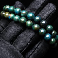 Гривни от синьо-зелен фениксов камък 8.4мм подходяща за подарък, снимка 2 - Гривни - 43774482