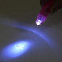 Невидима писалка с мастило със светлина UV лампа цена София нова, снимка 5 - Електрически играчки - 35256475