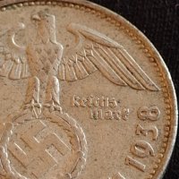 Сребърна монета 2 райхсмарки 1938г. Нацистка Германия Трети Райх с СХВАСТИКА за КОЛЕКЦИЯ 42061, снимка 7 - Нумизматика и бонистика - 43798625