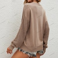 Дамски пуловер с усукани ръкави и кръгло деколте, 2цвята - 023 , снимка 3 - Блузи с дълъг ръкав и пуловери - 43245269
