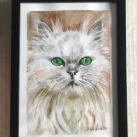 Коте със зелени очи, снимка 1 - Картини - 43397648