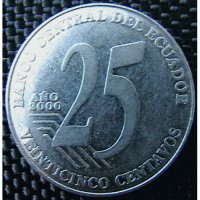 25 сентаво 2000, Еквадор, снимка 1 - Нумизматика и бонистика - 35522962