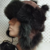 Дамска шапка кожена ушанка- мпш60, снимка 1 - Шапки - 43302527