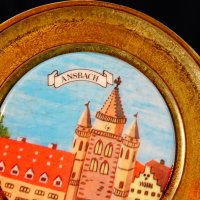 Бронзова чиния с изображение от Ansbach,порцелан. , снимка 2 - Антикварни и старинни предмети - 26872681