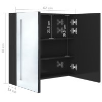 LED шкаф с огледало за баня, искрящо черен, 62x14x60 см, снимка 8 - Огледала - 40550955
