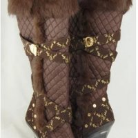 ботуши Baby Phat  Odessa Brown Faux Fur Boots номер 37 , снимка 4 - Дамски ботуши - 27060705