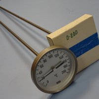 биметален термометър Wika thermometer ф100mm, 0/+200°C, L-650mm, снимка 1 - Резервни части за машини - 37084357