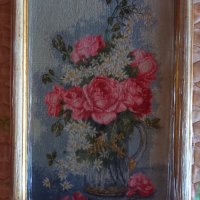Гоблен Ваза с рози и маргаритки, снимка 1 - Гоблени - 43167759