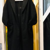 Дълго модерно черно палто-халат, снимка 3 - Палта, манта - 27163042