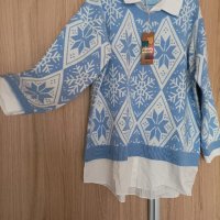 Нов коледен пуловер-риза, снимка 4 - Блузи с дълъг ръкав и пуловери - 42934733
