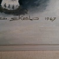 Стара Шведска Авторска Картина " Кученце"  G.Sköld 1967г., снимка 3 - Антикварни и старинни предмети - 27132804