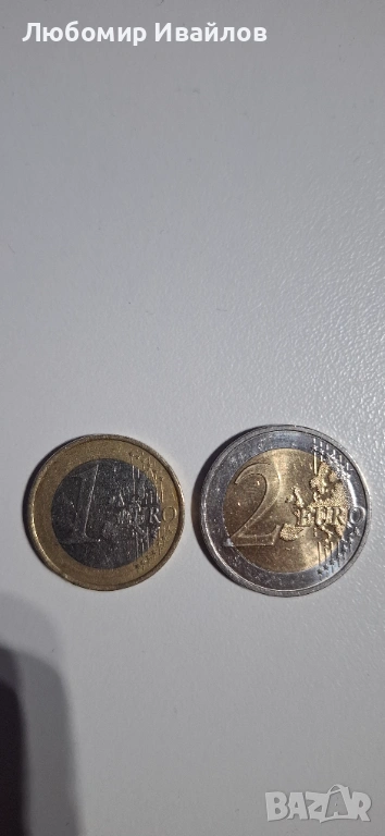 1 евро 2002 и 2 евро 2016г Германия , снимка 1