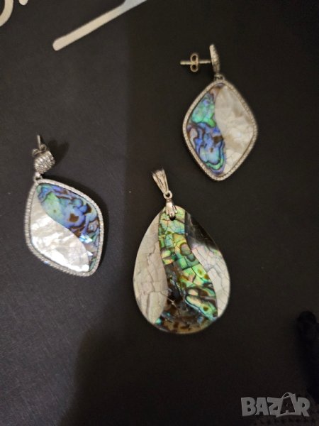 последно  обеци и висулка със седеф, снимка 1