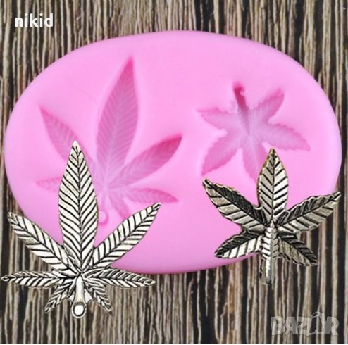 Малко голямо Широколистно Листо Канабис силиконов молд форма декорация торта фондан сладки мъфини, снимка 1