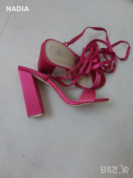 Сандали от сатен с връзки, снимка 1