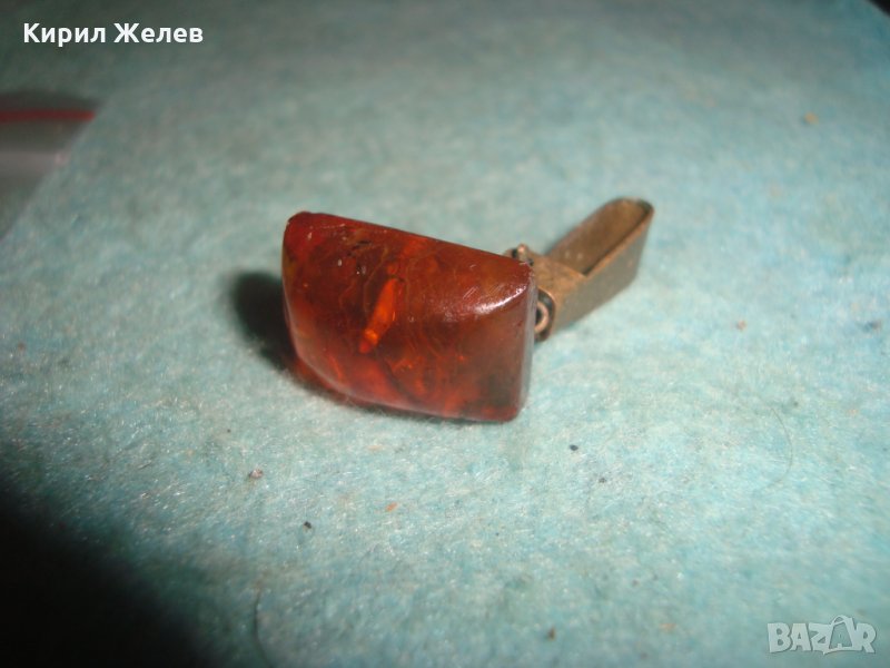 СТАРА КЕХЛИБАРЕНА КЛИПС ОБЕЦА НАТУРАЛЕН БАЛТИЙСКИ КЕХЛИБАР и БРОНЗ - РУСИЯ 25240, снимка 1