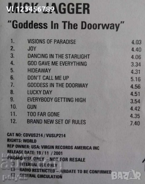 СД - Mick Jagger - Goddess in the Doorway, снимка 1