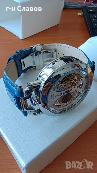 Skeleton DIFFUL Moon Phase Tourbillion Leather Men Automatic Watch, снимка 1
