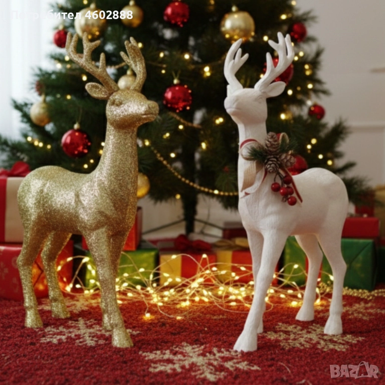 Декоративен Коледен eлен – Златист или бял, с празнични детайли, снимка 1