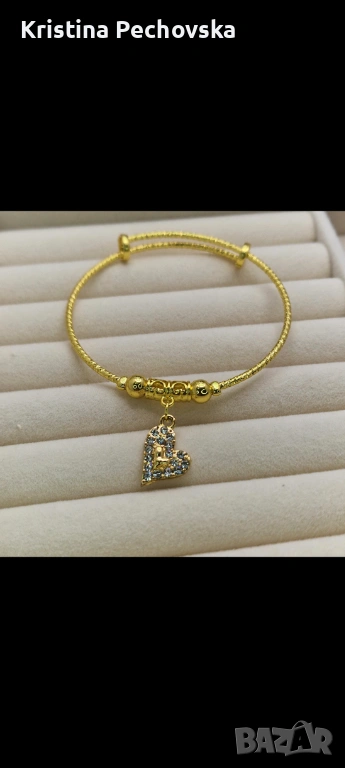 Дамска гривна с висулка сърце от медицинска стомана и позлатена. , снимка 1