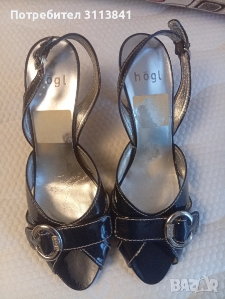 Елегантни дамски сандали естествена кожа/,лак,тъмносини ., снимка 1