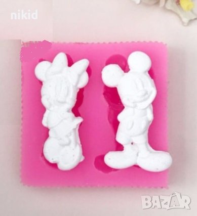 Мики и Мини Маус прави силиконов молд форма фондан гипс шоколад, снимка 1