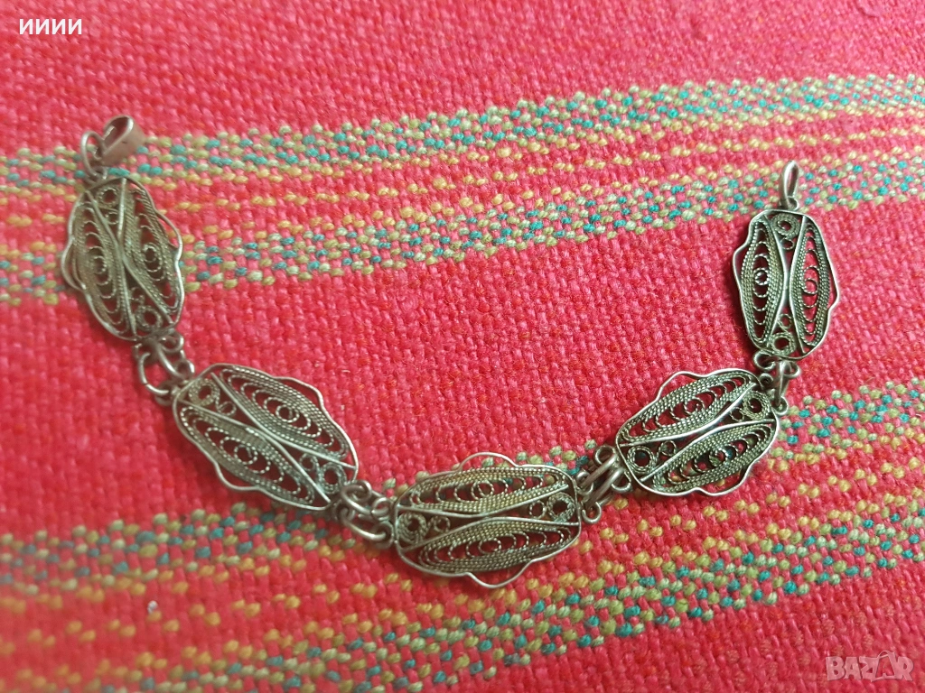 Сребърна гривна верижка филигран , снимка 1