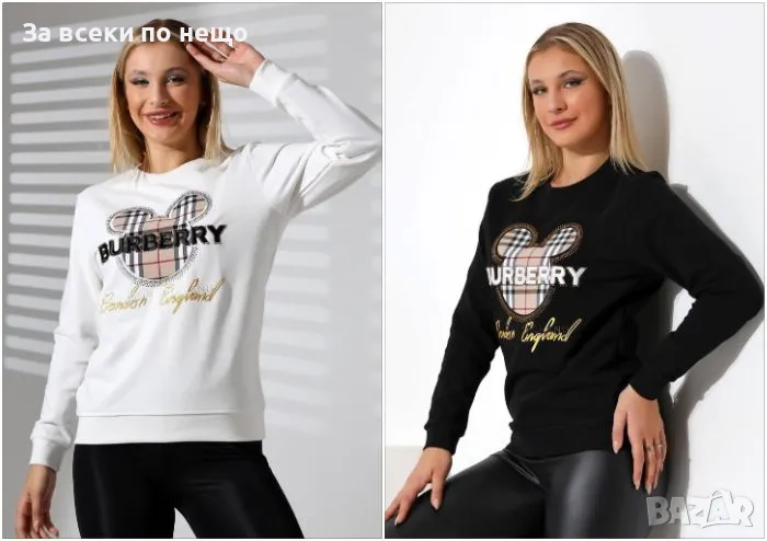 Burberry Дамска Блуза С Дълъг Ръкав В Бял Или Черен Цвят Бърбъри, снимка 1
