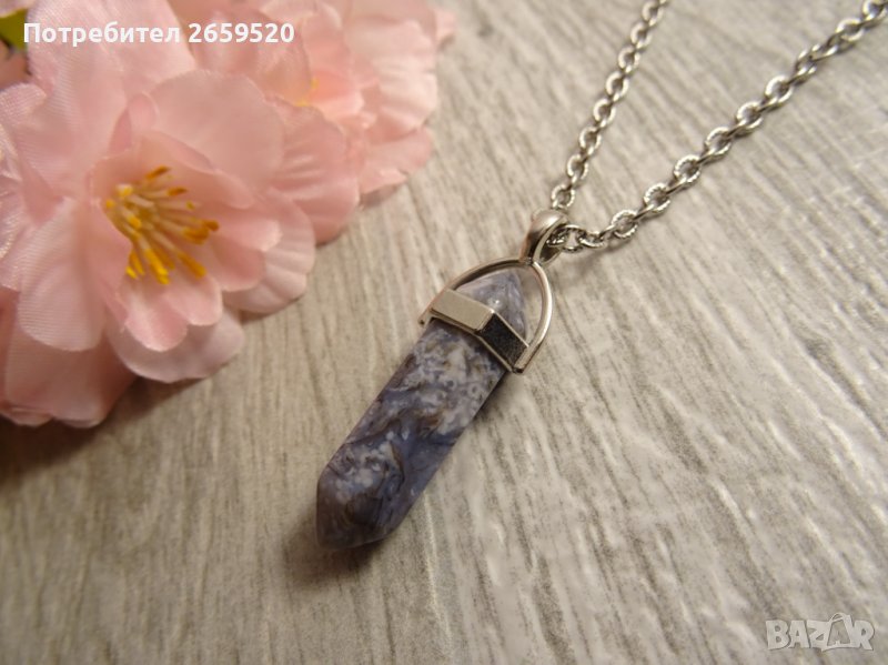 Дамско колие от естествен камък и стомана, снимка 1