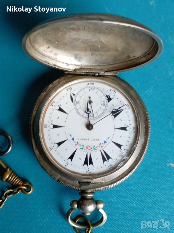 Турски джобен часовник - сребърен, снимка 1