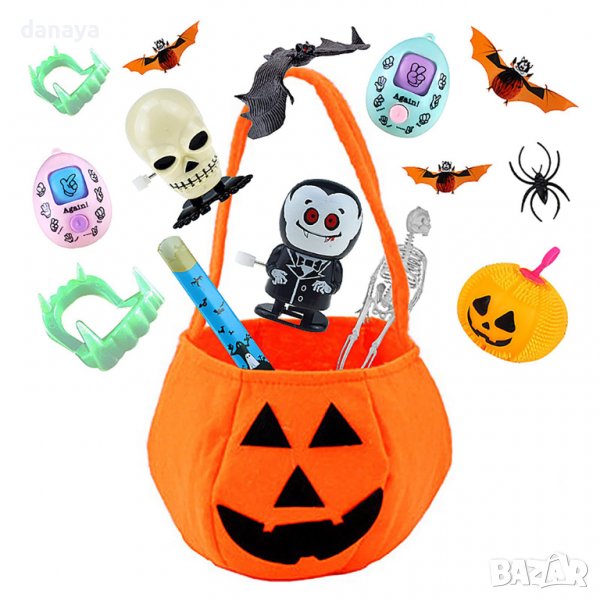 3098 Хелоуин чанта за лакомства Тиквен фенер, снимка 1