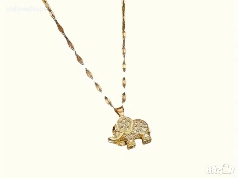Колие за късмет ( Слонче ) с 18к златно покритие, снимка 1