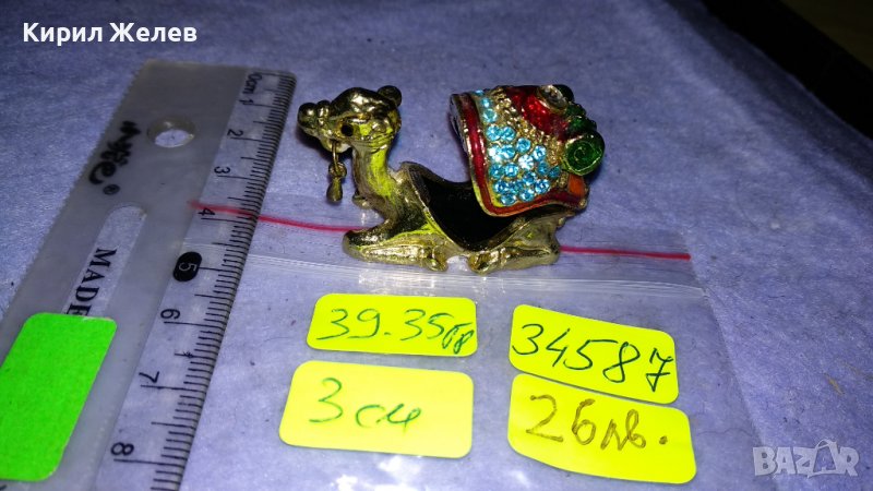 СКЪПОЦЕННА ПОЗЛАТЕНА ФИГУРАЛНА БРОНЗОВА КУТИЙКА МИНИАТЮРА КАМИЛА КАПАЧЕ с МАГНИТНА ЗАКОПЧАЛКА 34587, снимка 1