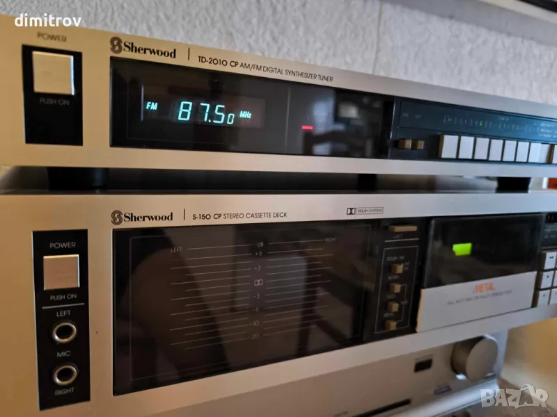 Sherwood S-150 CP Silver Metal Stereo Cassette Tape Deck+Tuner, снимка 1