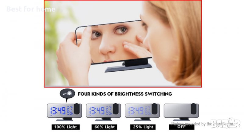 Радио часовник с функция прожекция, термометър, влагомер EN8827, снимка 1