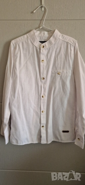 Детска риза с дълъг ръкав  размер: 128/134 материя: памук цвят: бяла подходяща за официална без забе, снимка 1