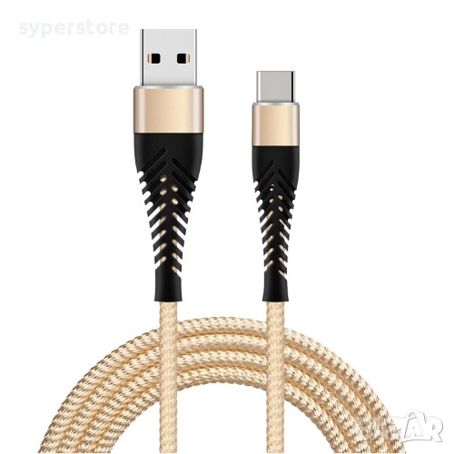 Кабел TypeC - USB KLGO S-22 1m 2.4A Charge, Data, оплетка, Samsung, Huawei, Xiaomi, Nokia, снимка 1