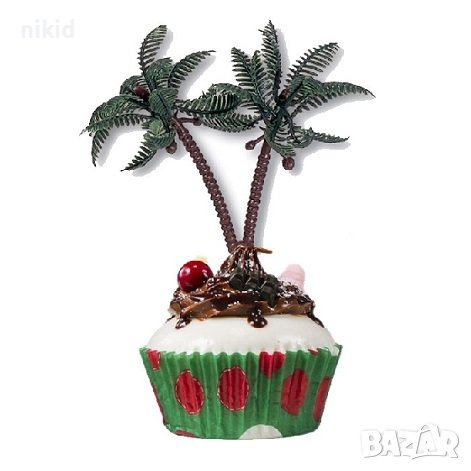 Изкуствена палма палмово дърво палми пластмасова фигурка украса за торта парти и др, снимка 1