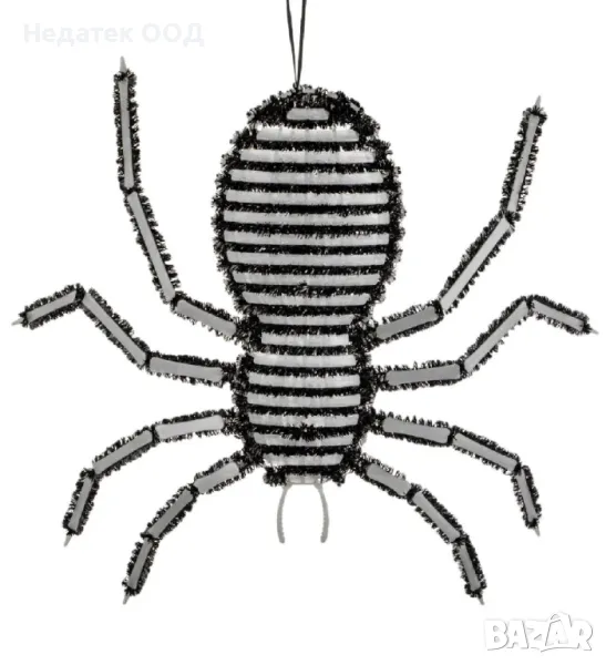 Хелоуин декоративен паяк, светещ в тъмното, 57x52 см, снимка 1
