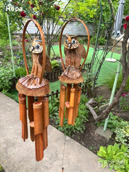 Вятърен звънец от дърво Бухал. 60см. и 80см., снимка 1