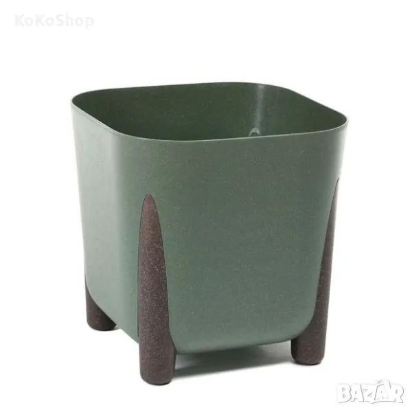Кашпа-25.6х25.6х23.1 см./зелена кашпа/пластмасова кашпа, снимка 1