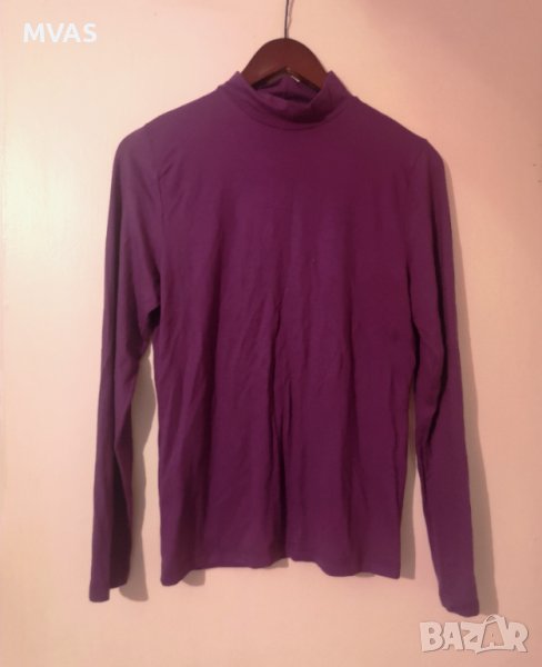 Нова лилава трикотажна блуза с дълъг ръкав поло L размрр, снимка 1