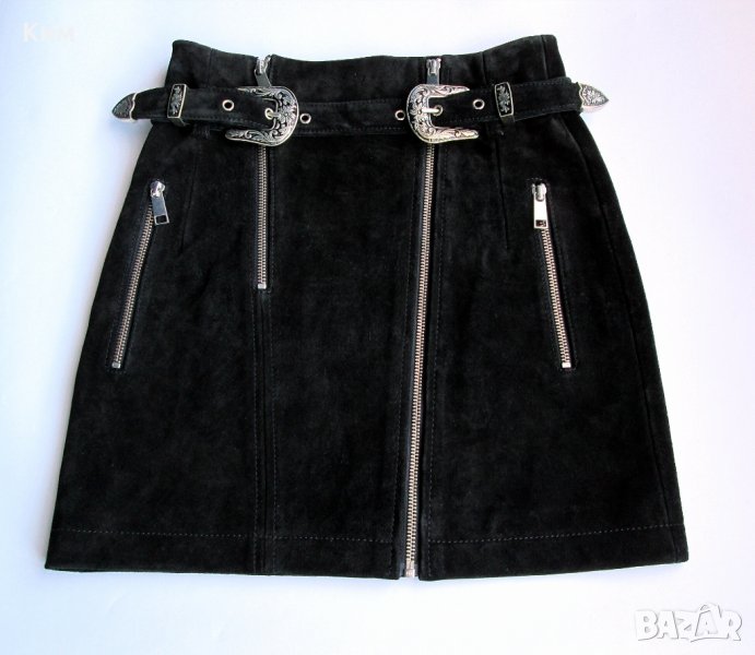 Пола от черен велур Topshop каубой стил, снимка 1