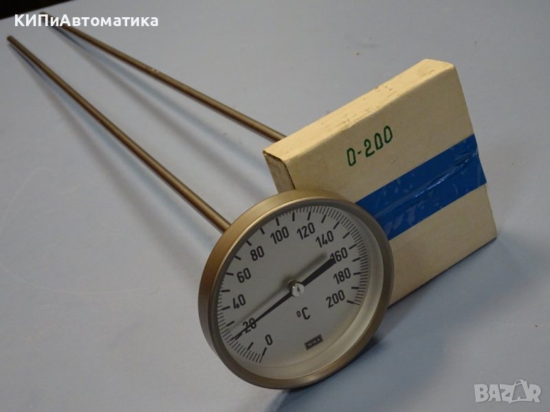 биметален термометър Wika thermometer ф100mm, 0/+200°C, L-650mm, снимка 1