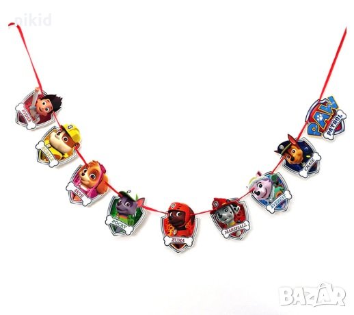 ПЕС Патрул герои Paw Pes Patrol картонен надпис Банер парти гирлянд декор рожден ден, снимка 1