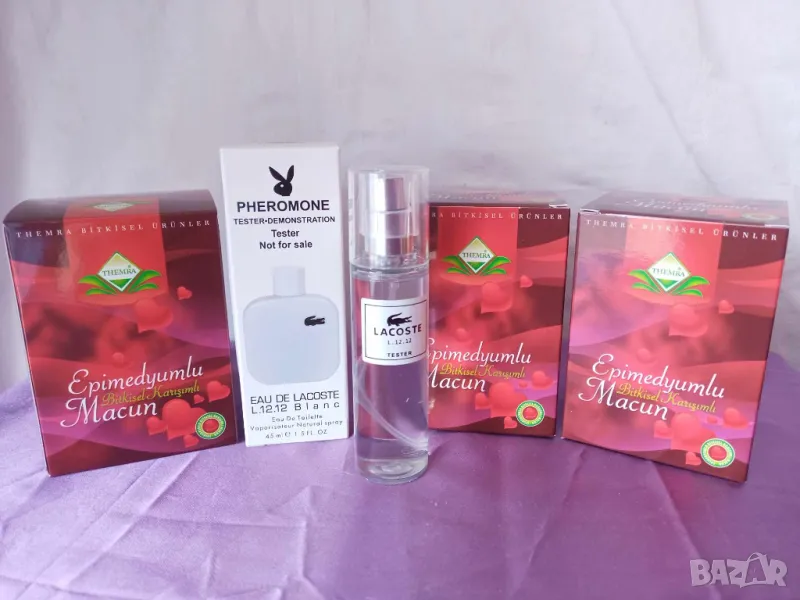 Промо комплект 3 броя мощен афродизиак Epimedium Themra + подарък парфюм тестер Lacoste 45 мл., снимка 1